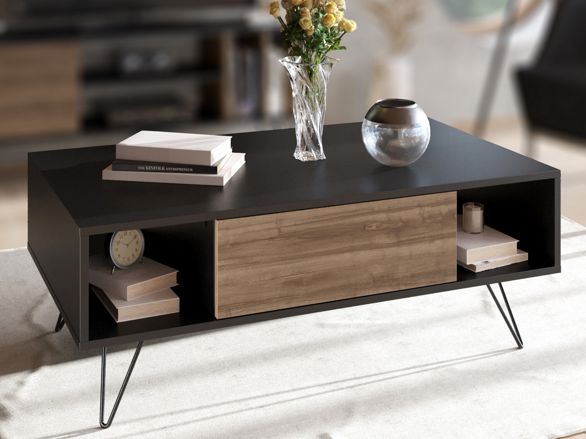 Mesa de centro Kailua 1211 (Negro + Nogal)