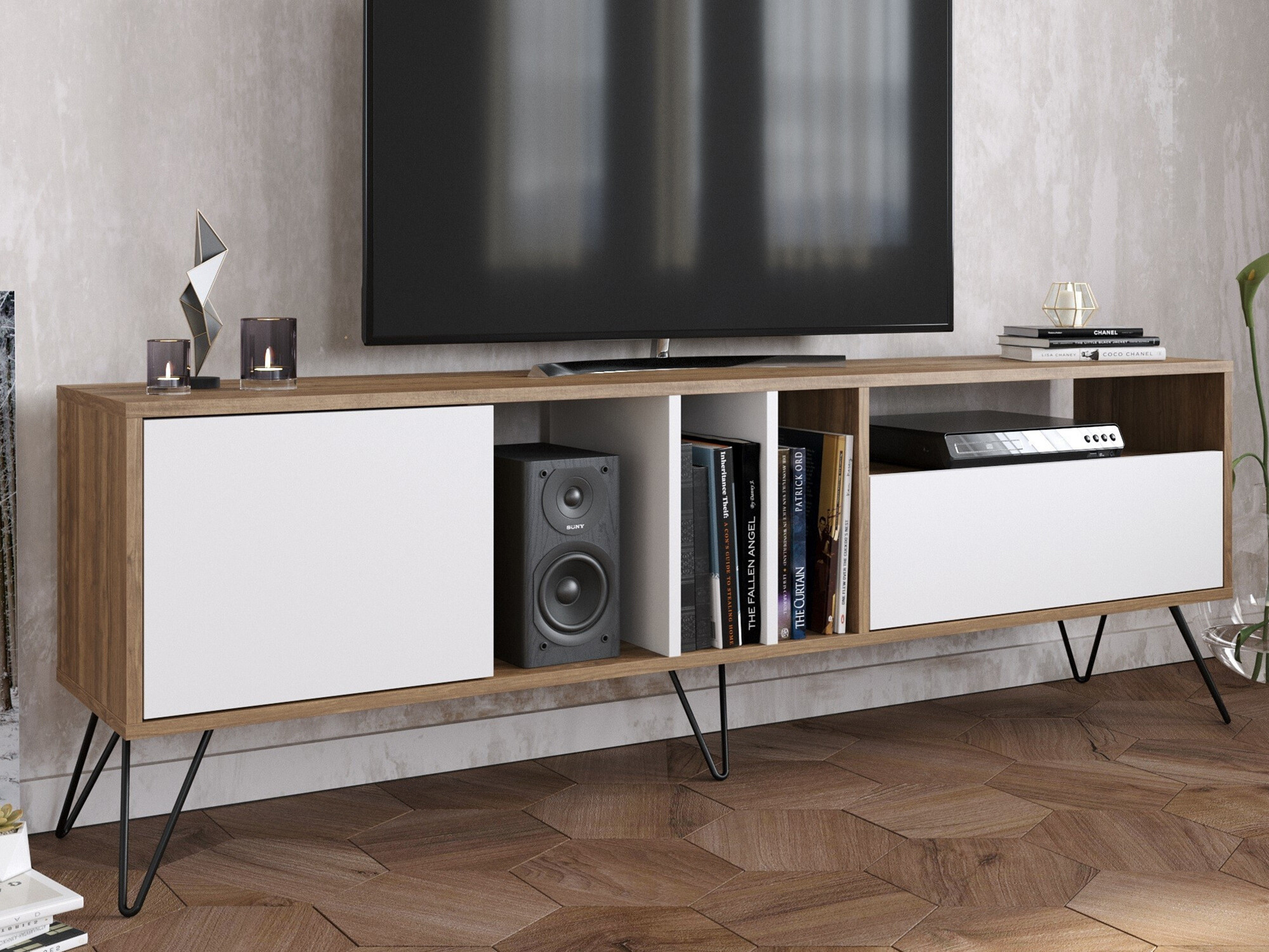 Mueble TV Kailua 1276 (Blanco + Nogal)