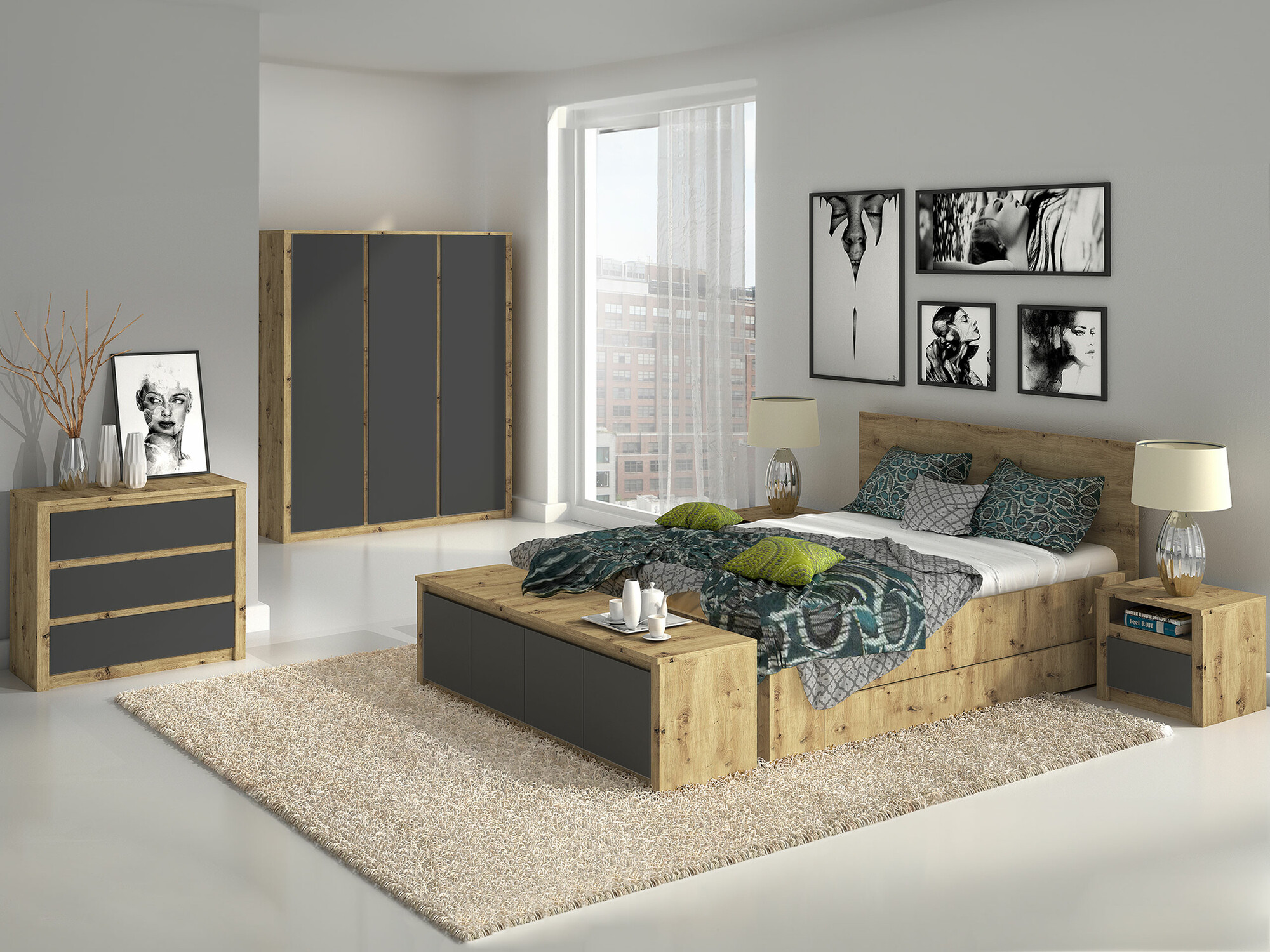 Cómoda Deldale 100 (Roble Artisan + Gris)