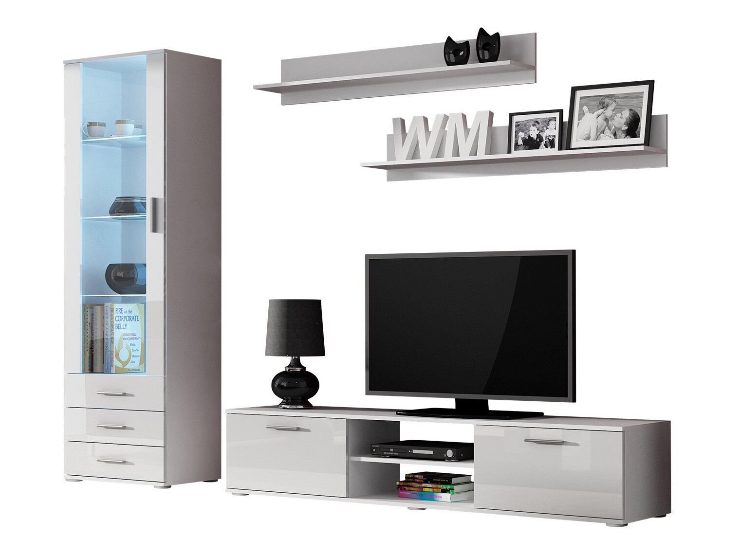 Conjunto de salón Tornola 107 (Blanco + Blanco brillante)