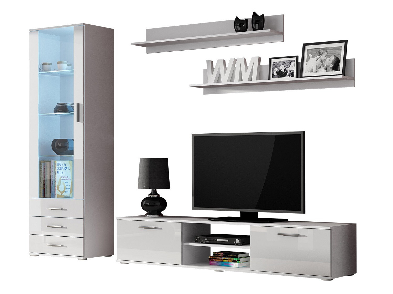 Conjunto de salón Tornola 107 (Blanco + Blanco brillante)