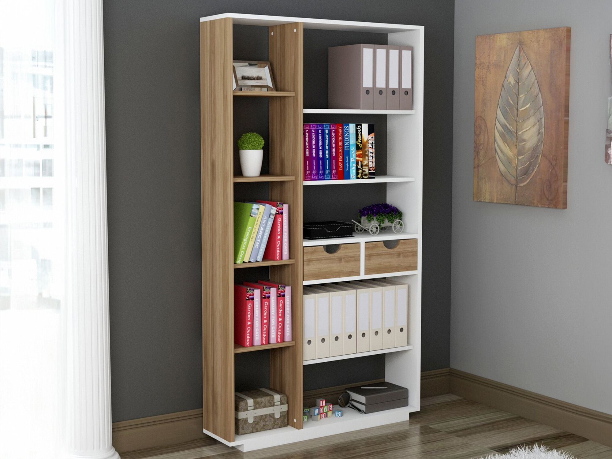 Estantería Kailua 1096 (Blanco + Nogal)