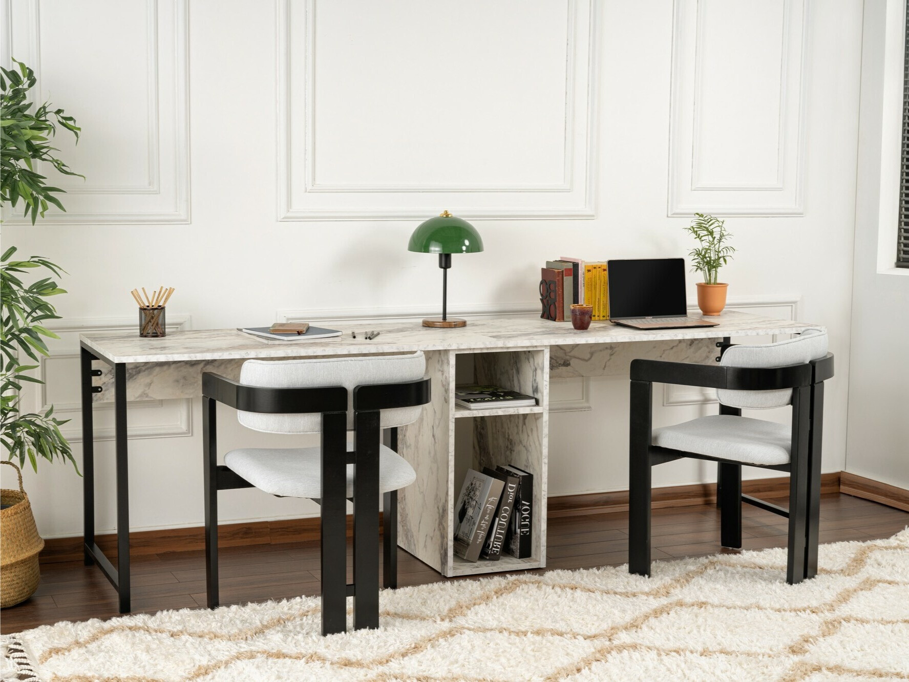 Mesa de oficina Novato 101 (Mármol blanco + Negro)