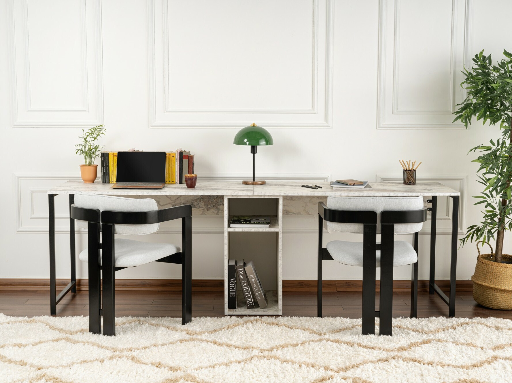 Mesa de oficina Novato 101 (Mármol blanco + Negro)