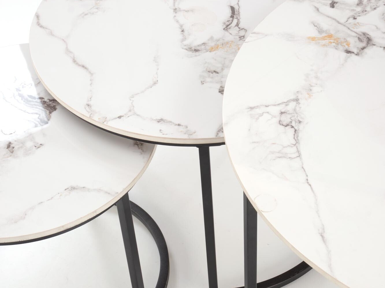 Conjunto mesa de centro Houston 1884 (Negro + Mármol blanco)