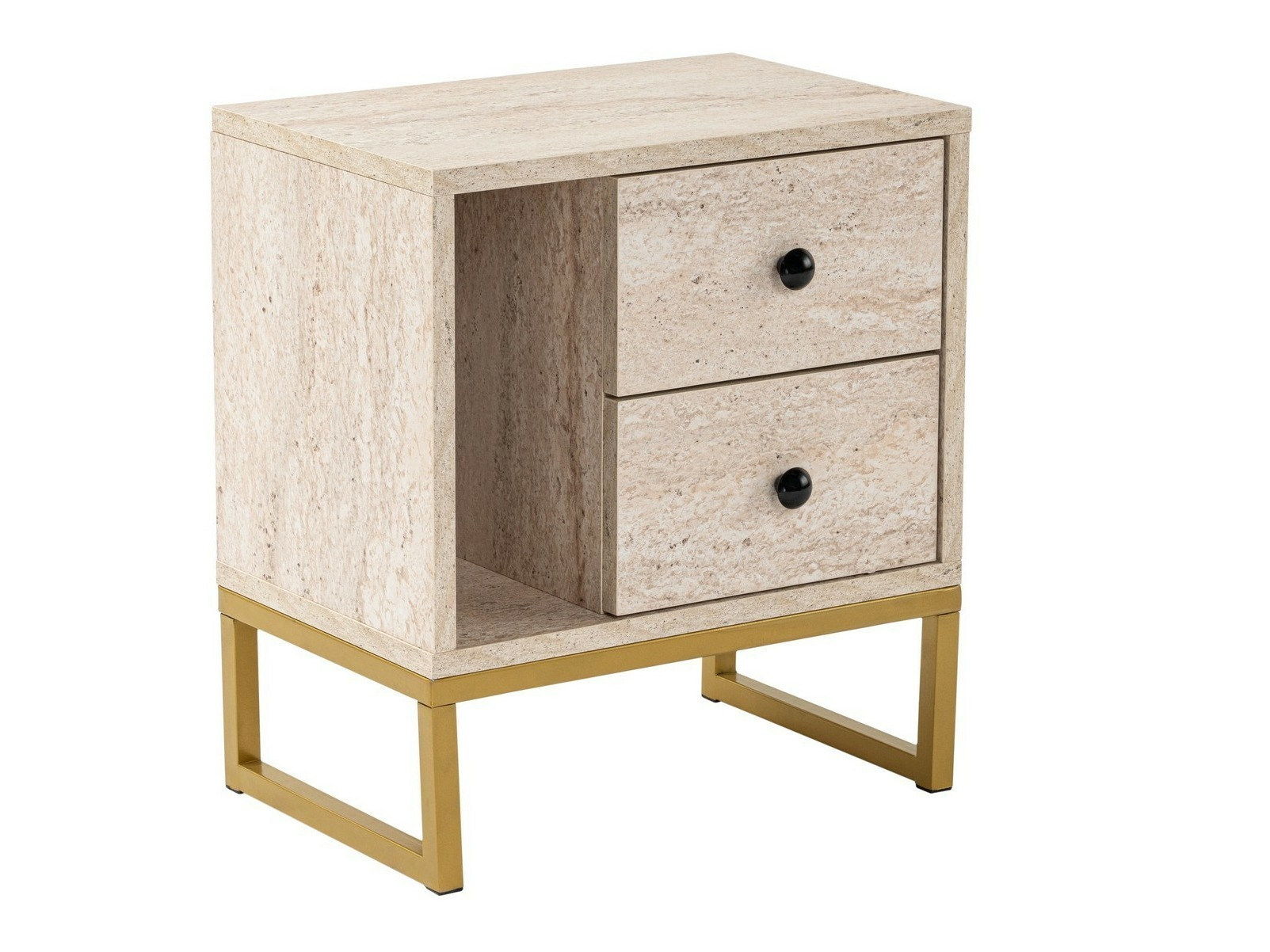 Mesilla de noche Novato 109 (Claro Travertine + Dorado)