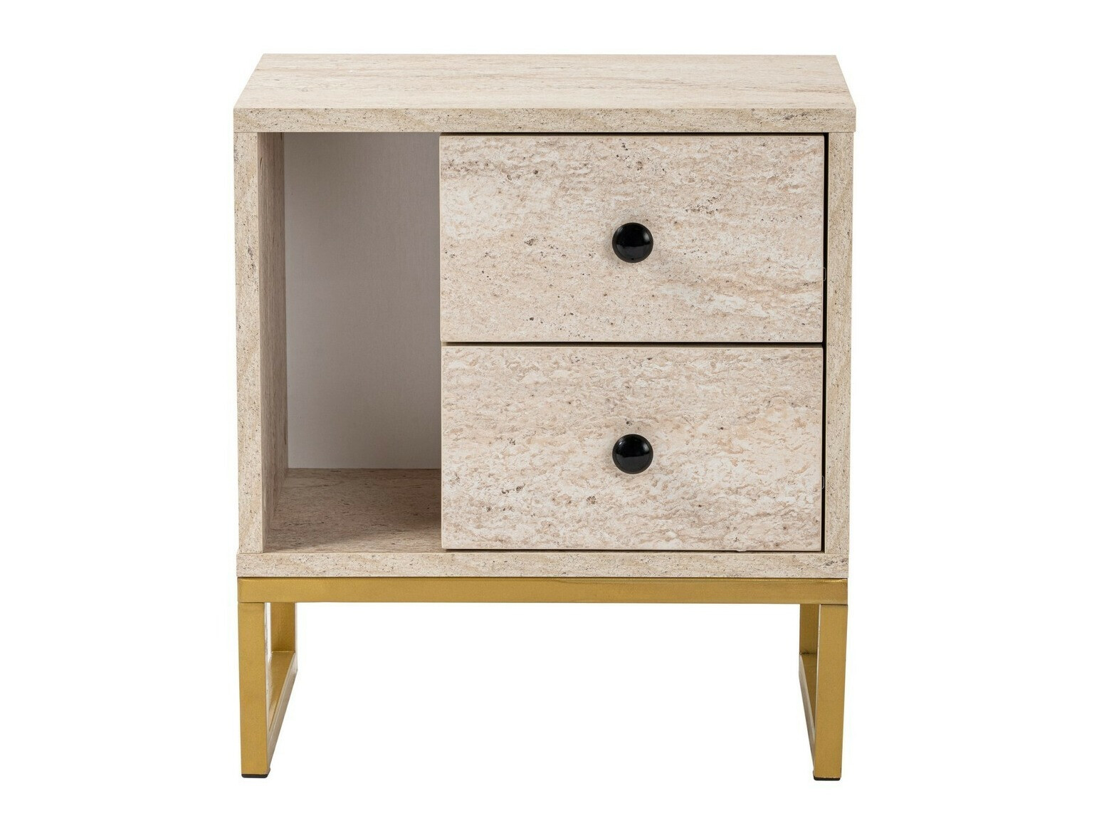 Mesilla de noche Novato 109 (Claro Travertine + Dorado)