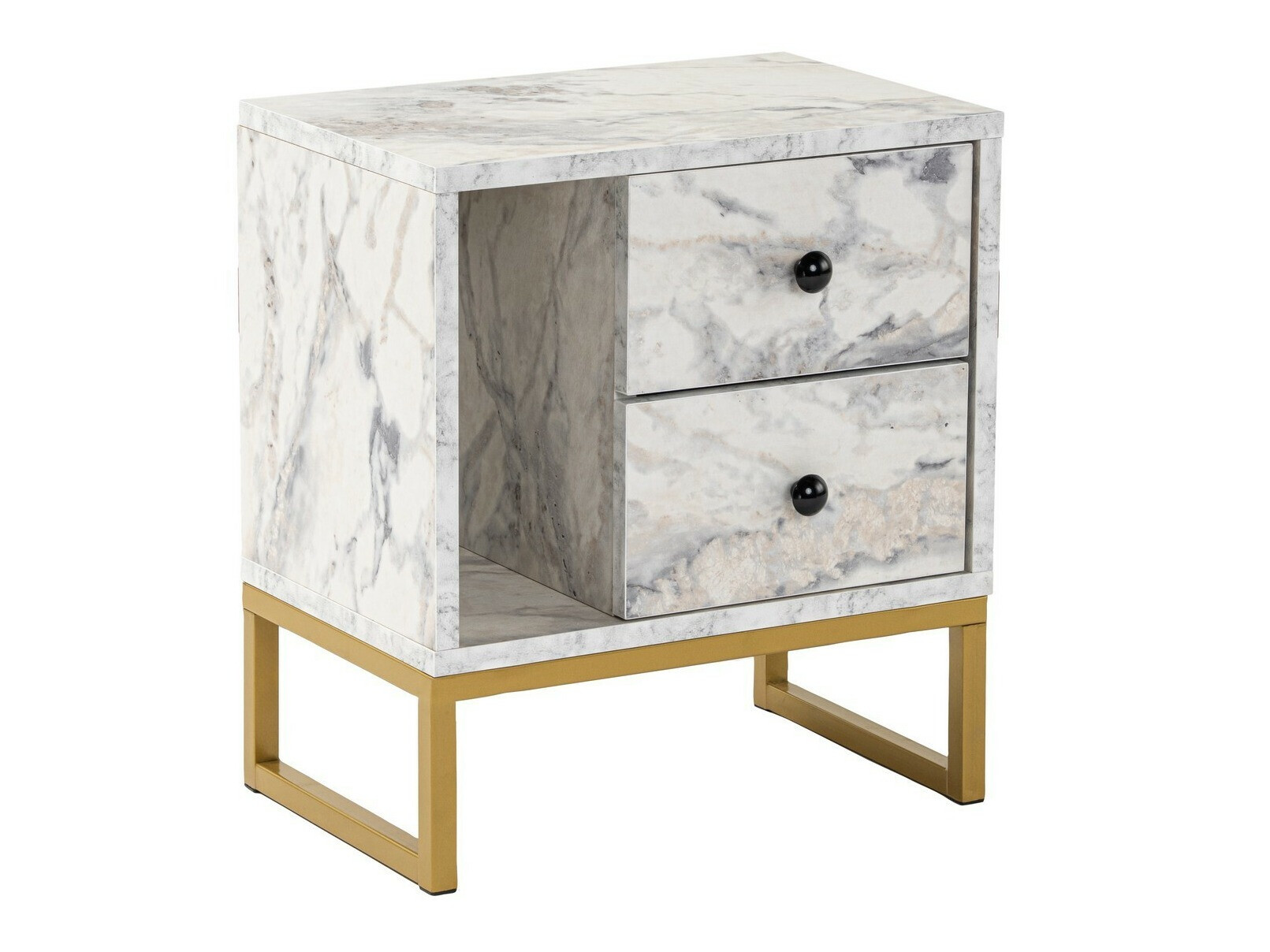 Mesilla de noche Novato 109 (Mármol blanco + Dorado)