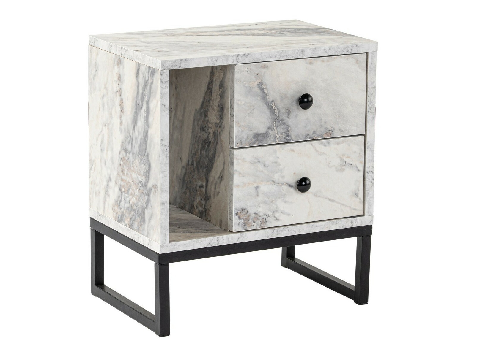 Mesilla de noche Novato 109 (Mármol blanco + Negro)