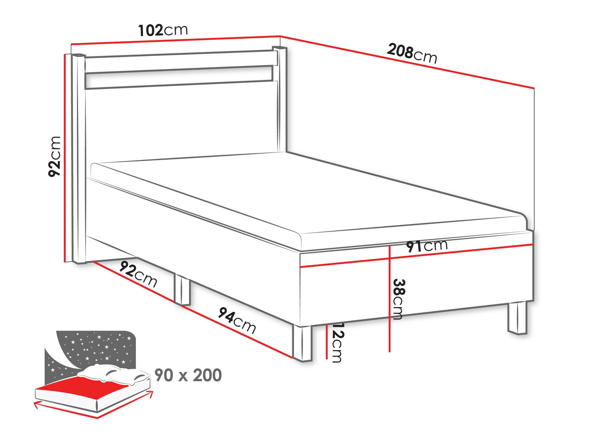 Cama Venmelu 107 (Roble wotan + Verde)