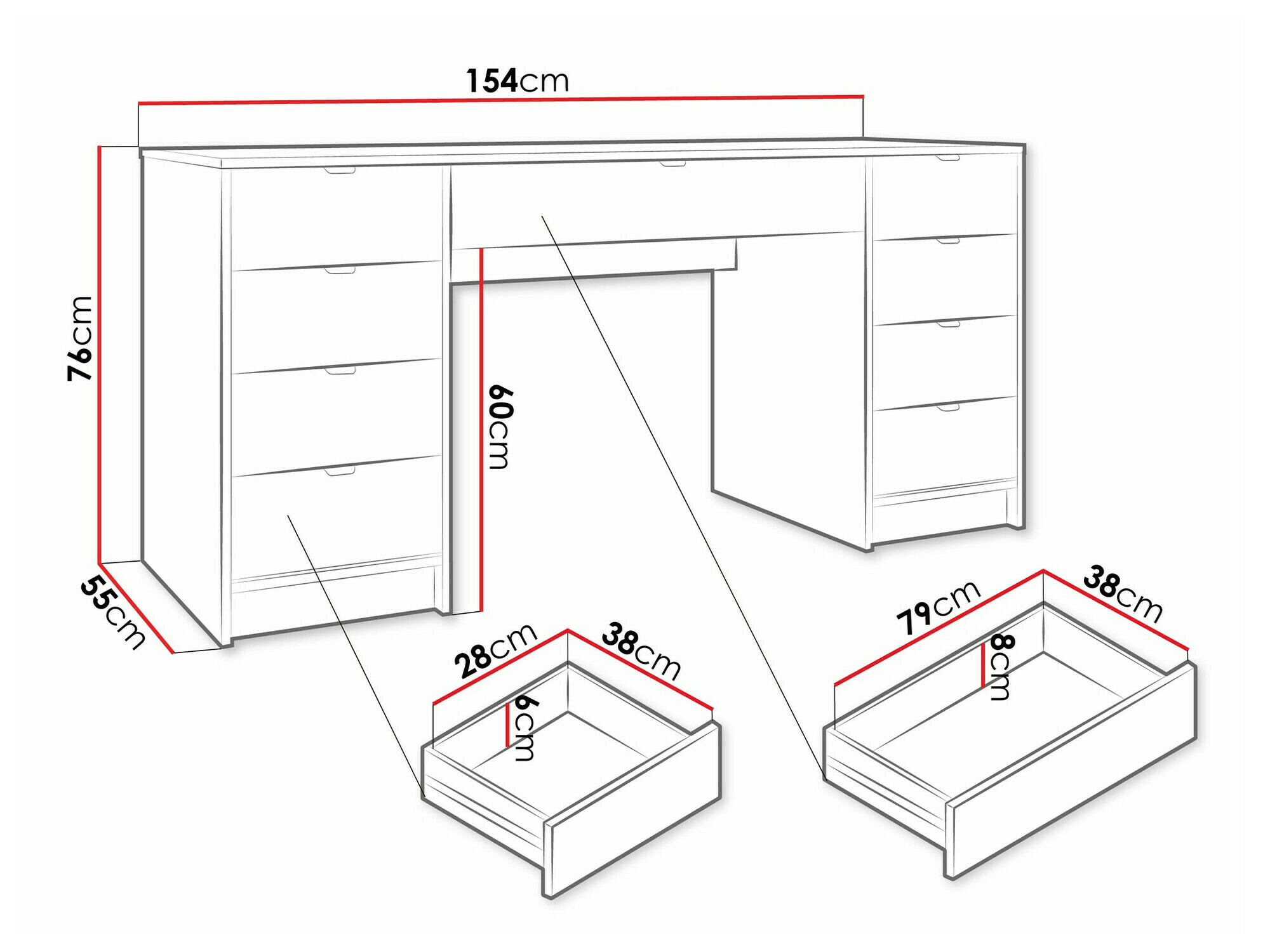 Mesa de oficina Comfivo Larmire 110 (Blanco)