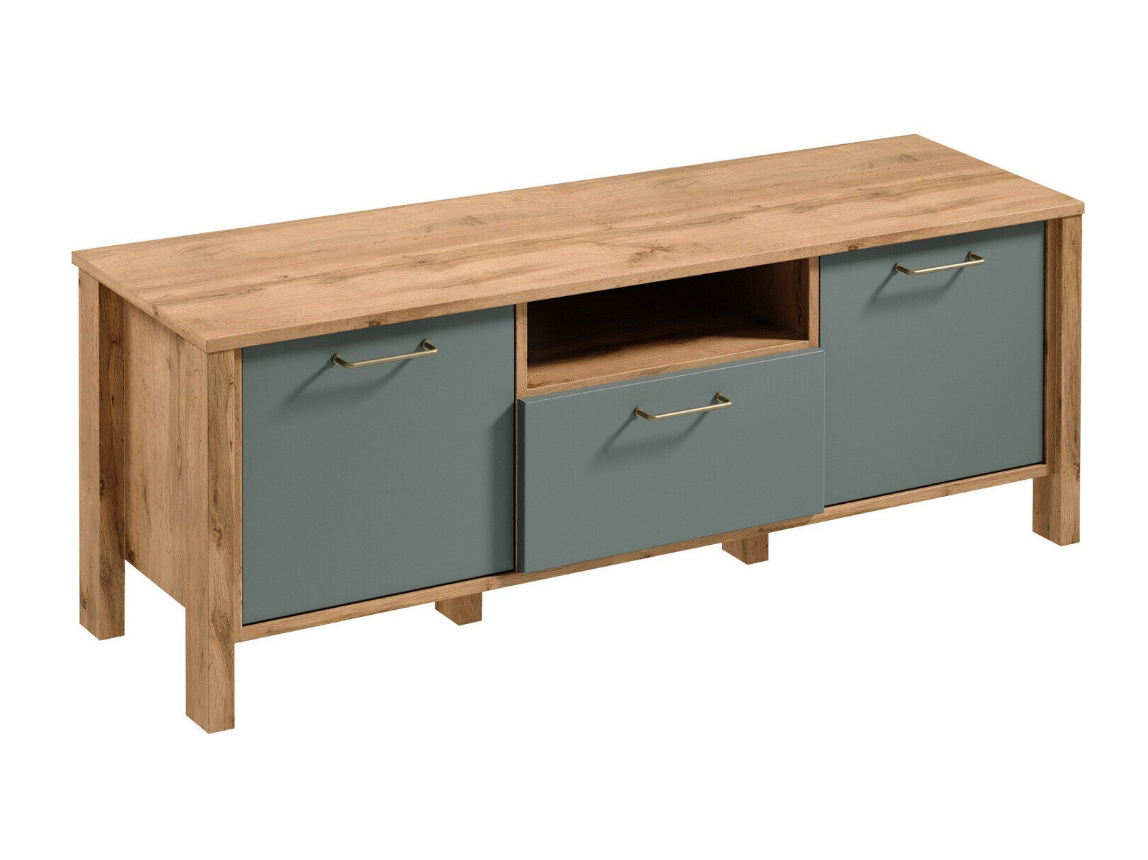 Mueble TV Venmelu 111 (Roble wotan + Verde)