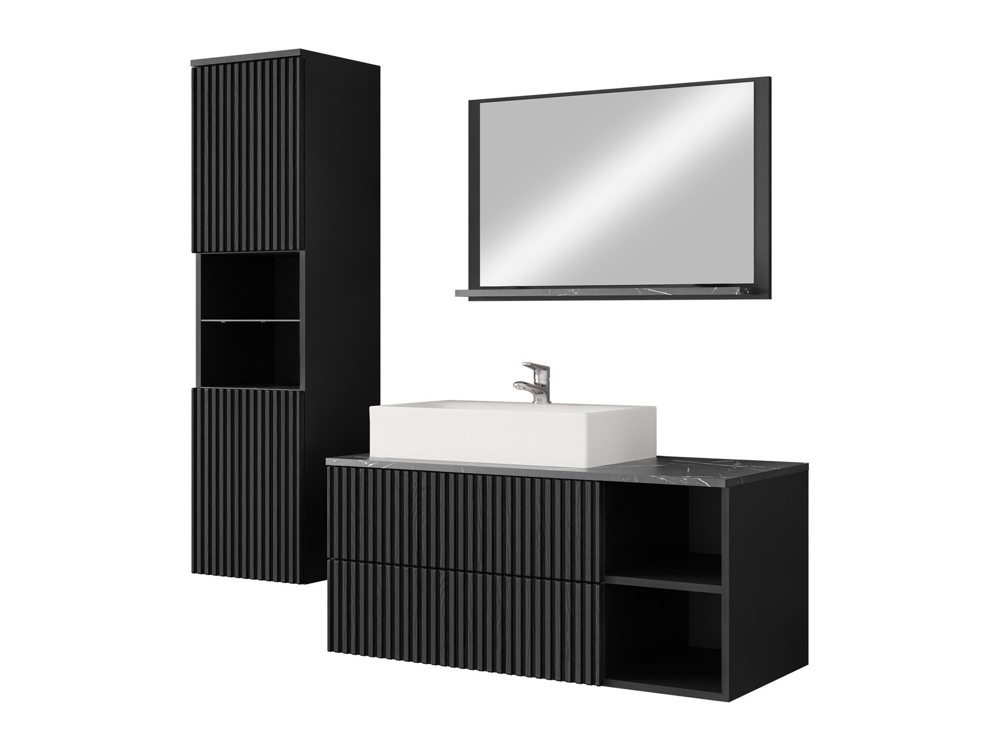 Conjunto de mueble de baño Ophruvi 104 (Negro)