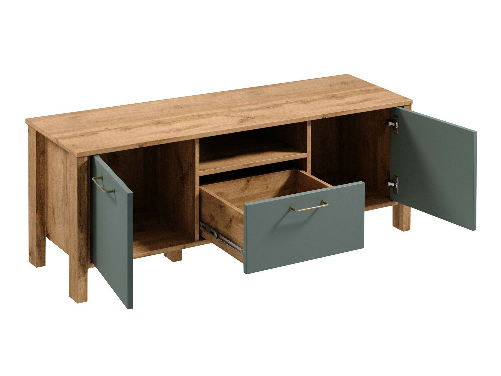 Mueble TV Venmelu 111 (Roble wotan + Verde)