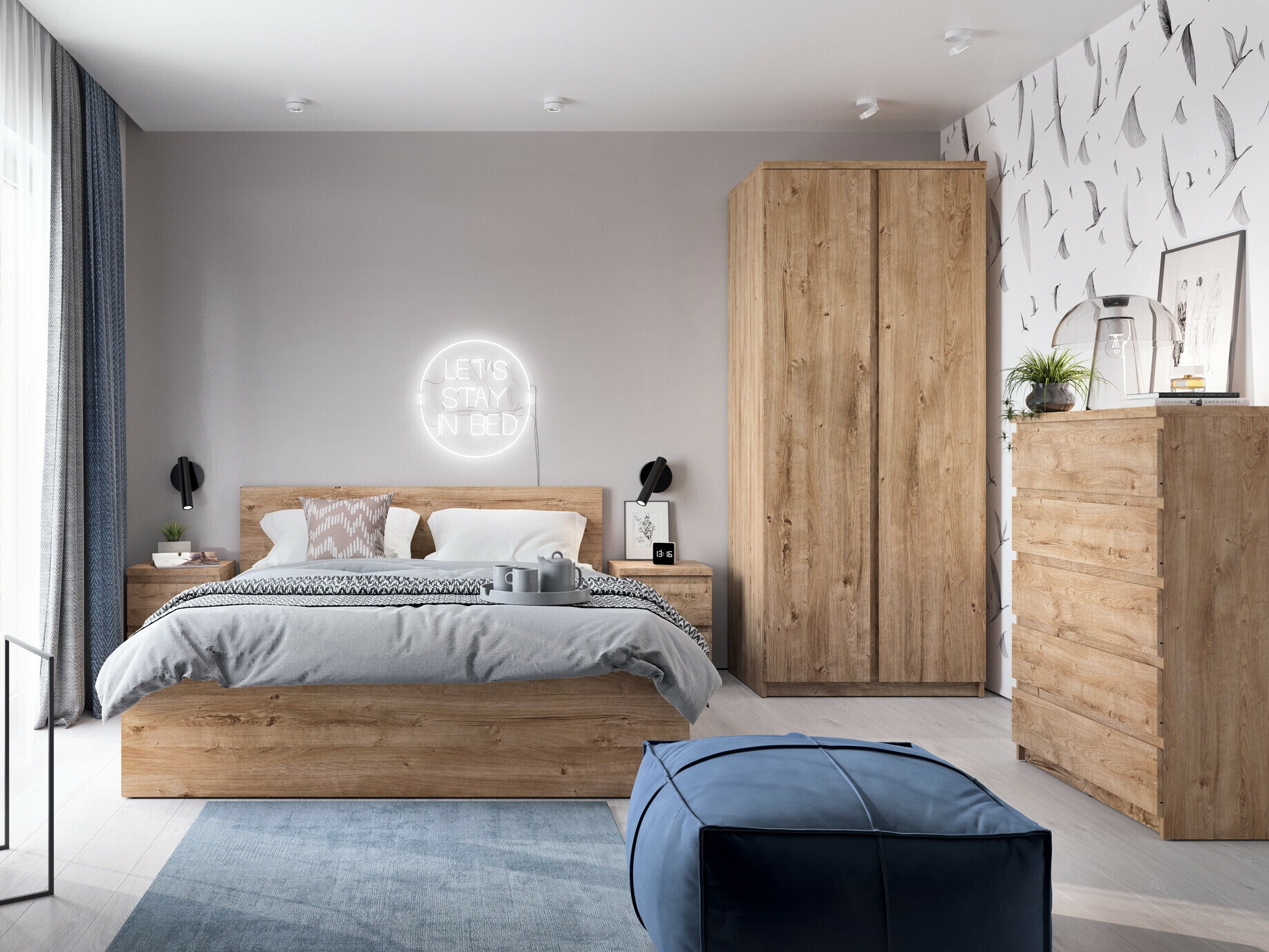 Cama Merfere 107 (Roble)