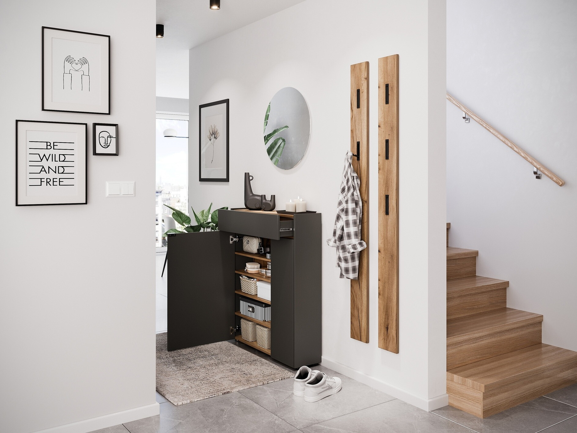 Conjunto para recibidor Cirsale 111 (Grafito + Navarra roble)