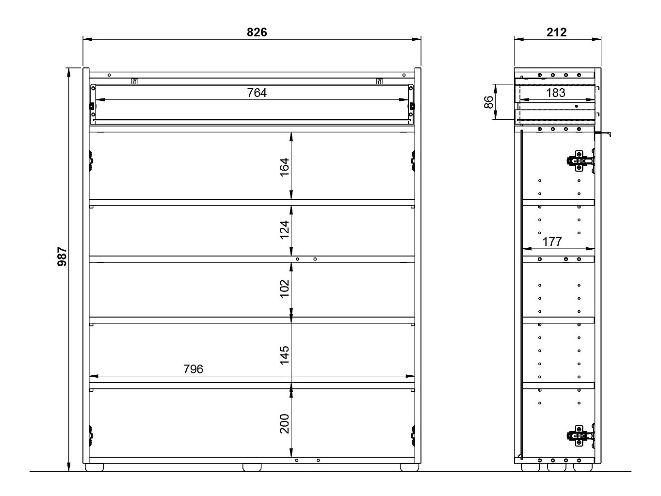 Estante para zapatos Cirsale 110 (Grafito + Navarra roble)