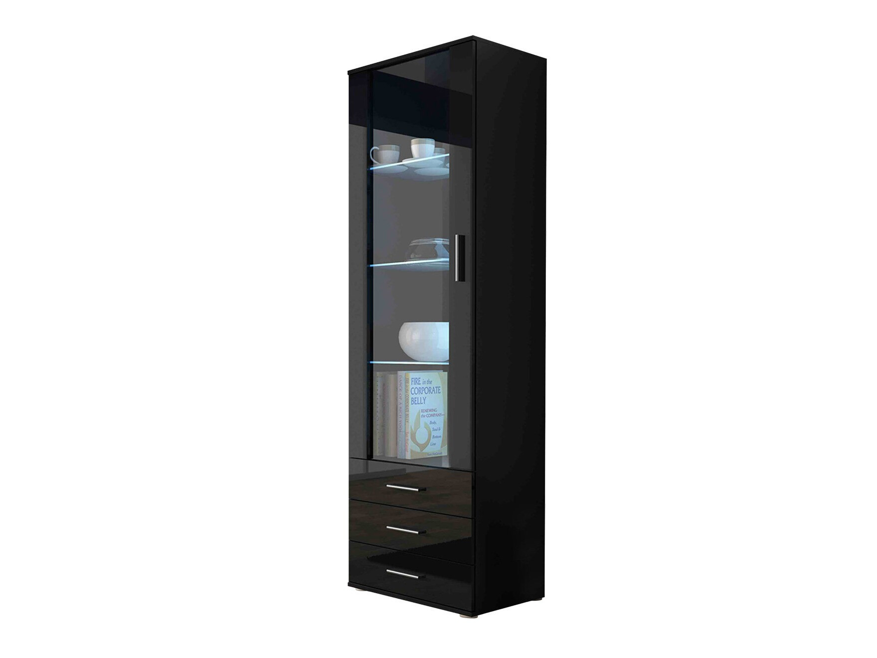 Estantería Tornola 102 (Negro + Negro brillante)