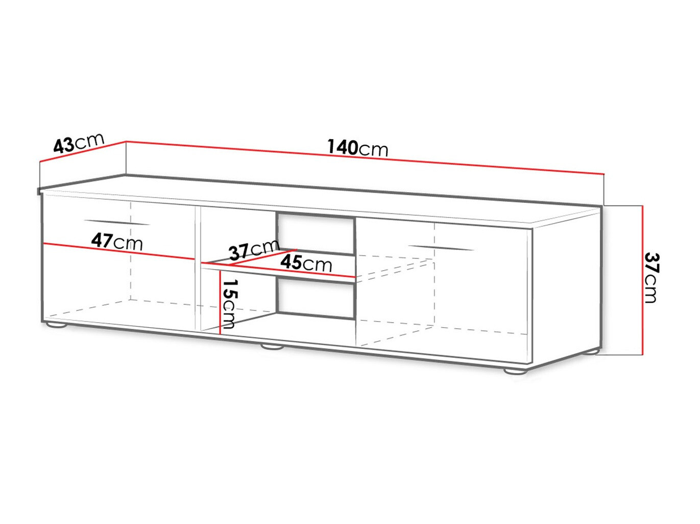 Mueble TV Tornola 100 (Negro + Negro brillante)