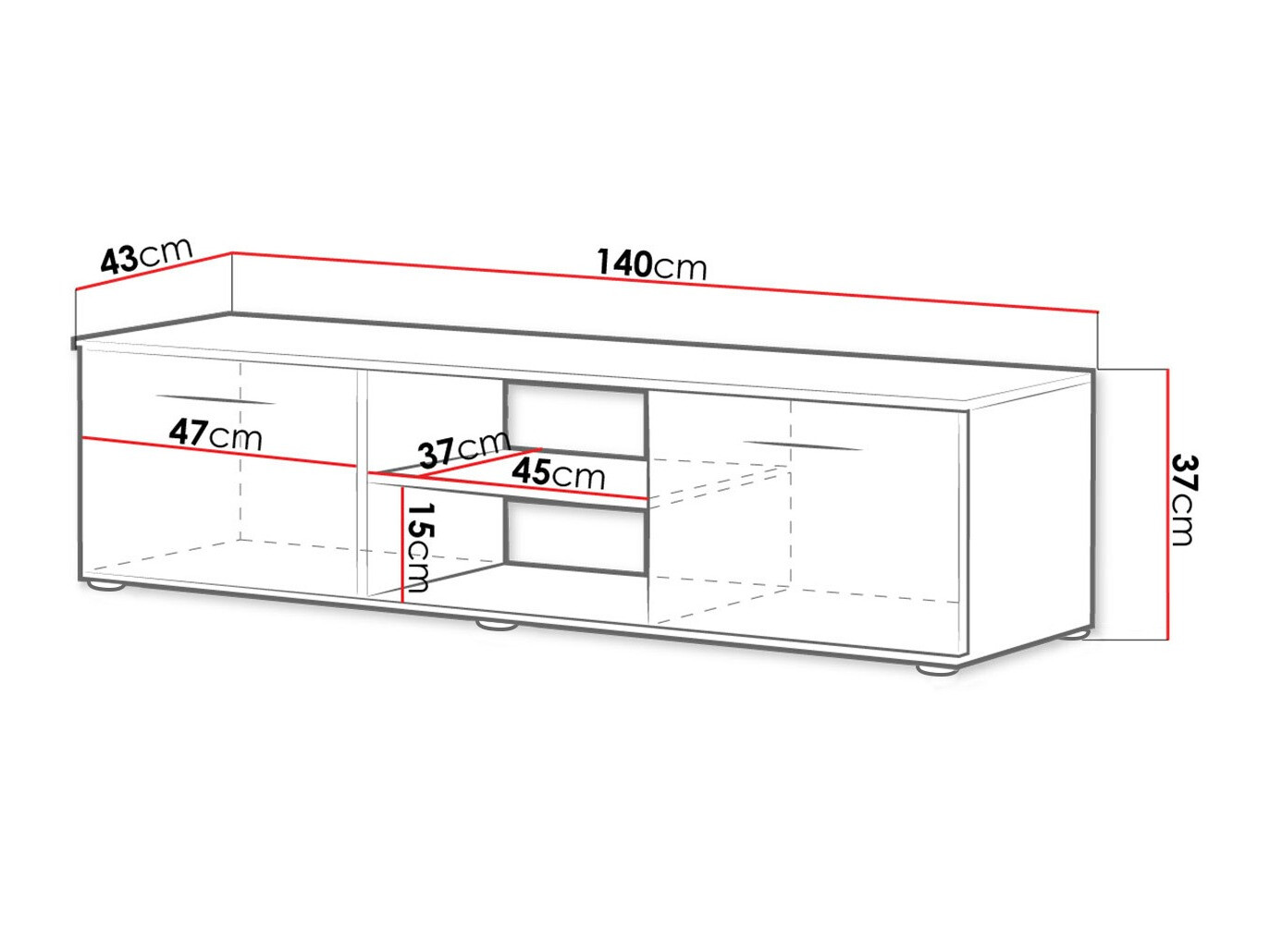 Mueble TV Tornola 100 (Roble de lefkada + Negro)