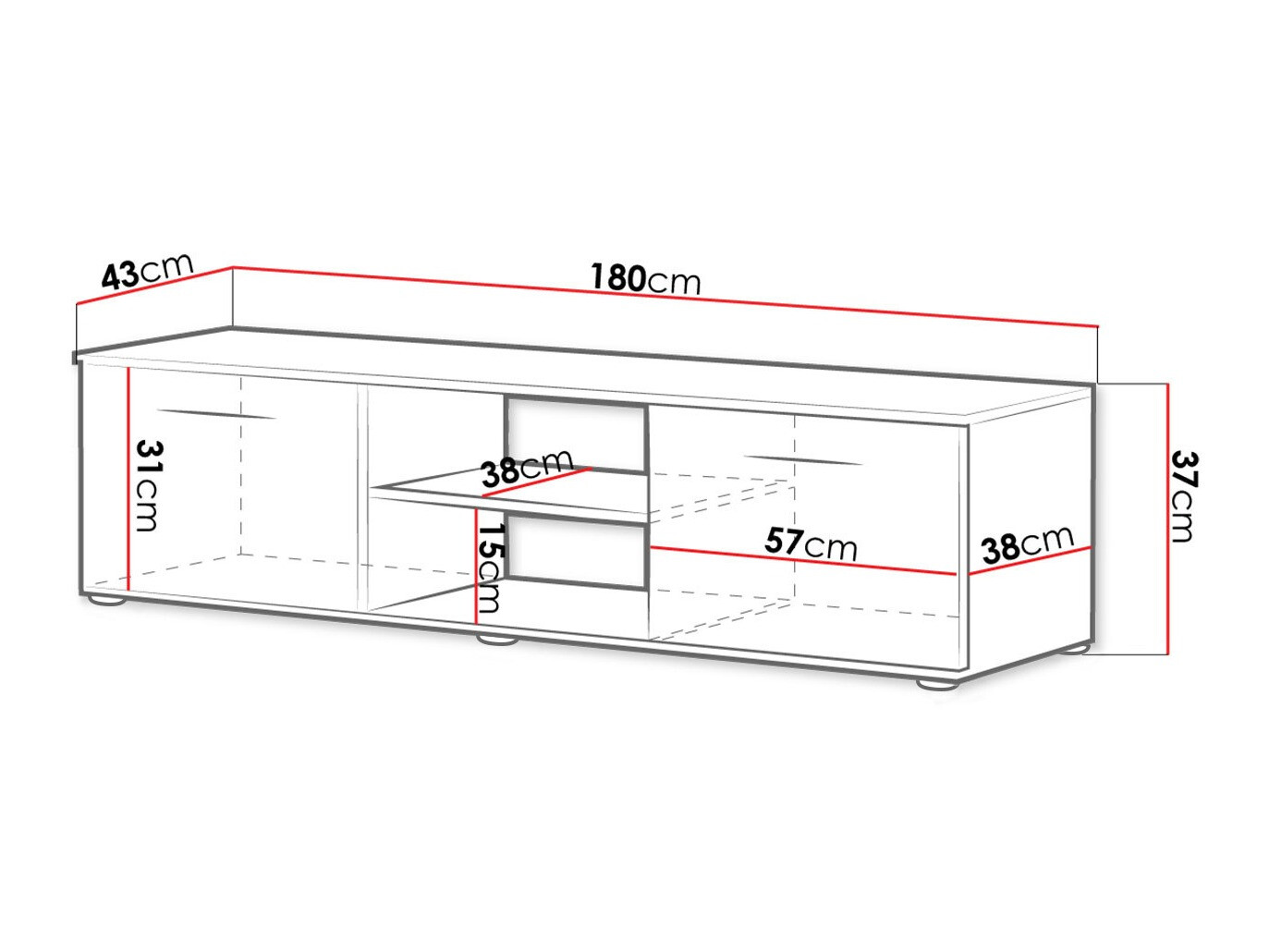 Mueble TV Tornola 101 (Roble de lefkada + Negro)
