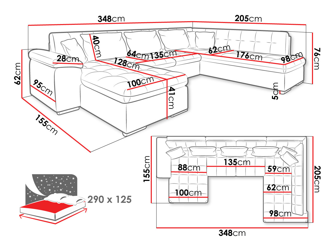 Sofá rinconero Comfivo 180 (Sicuro 80 + Sempre 9)