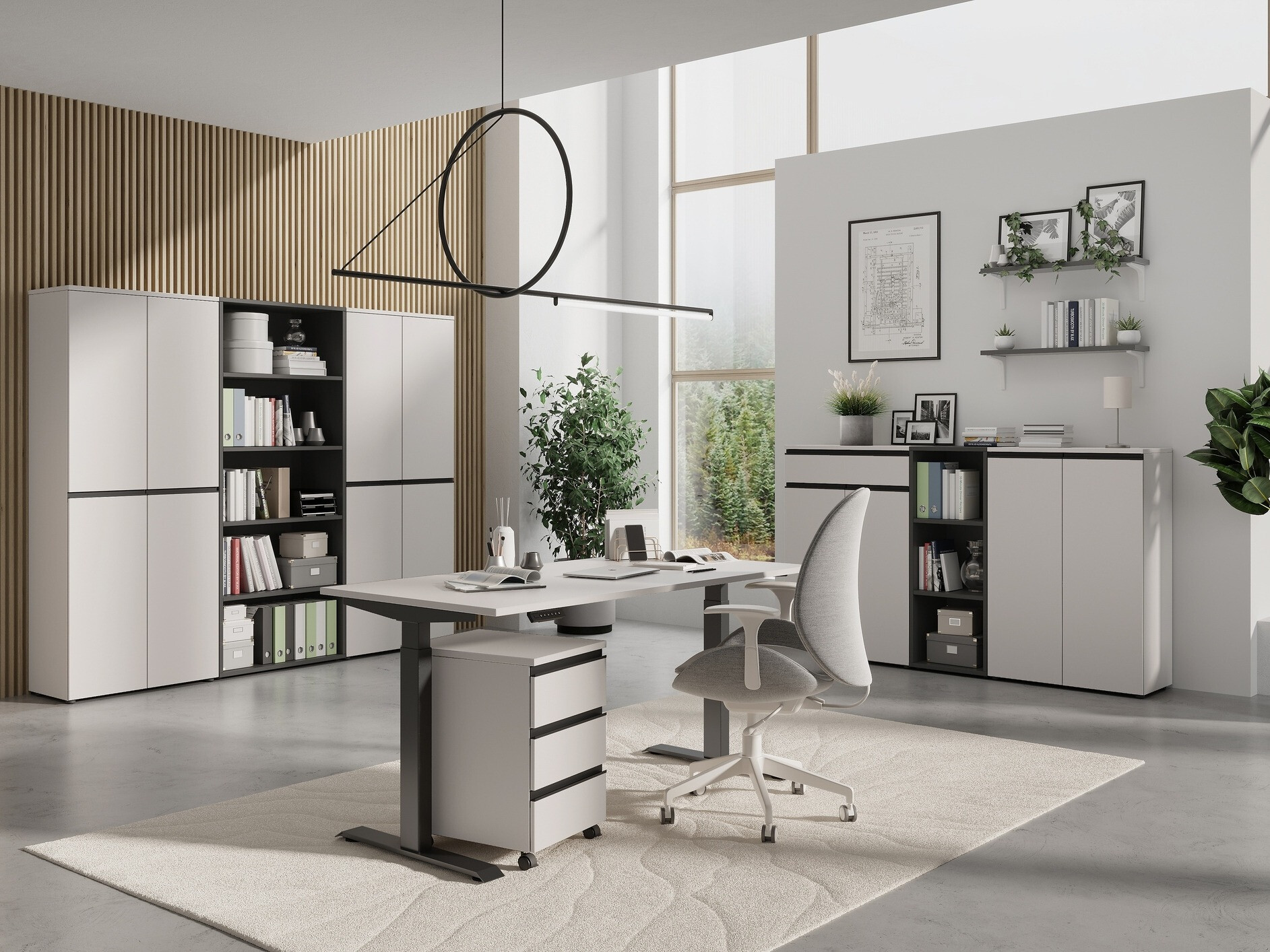 Escritorio de altura regulable Vesbeno 104 (Cachemira + Negro)