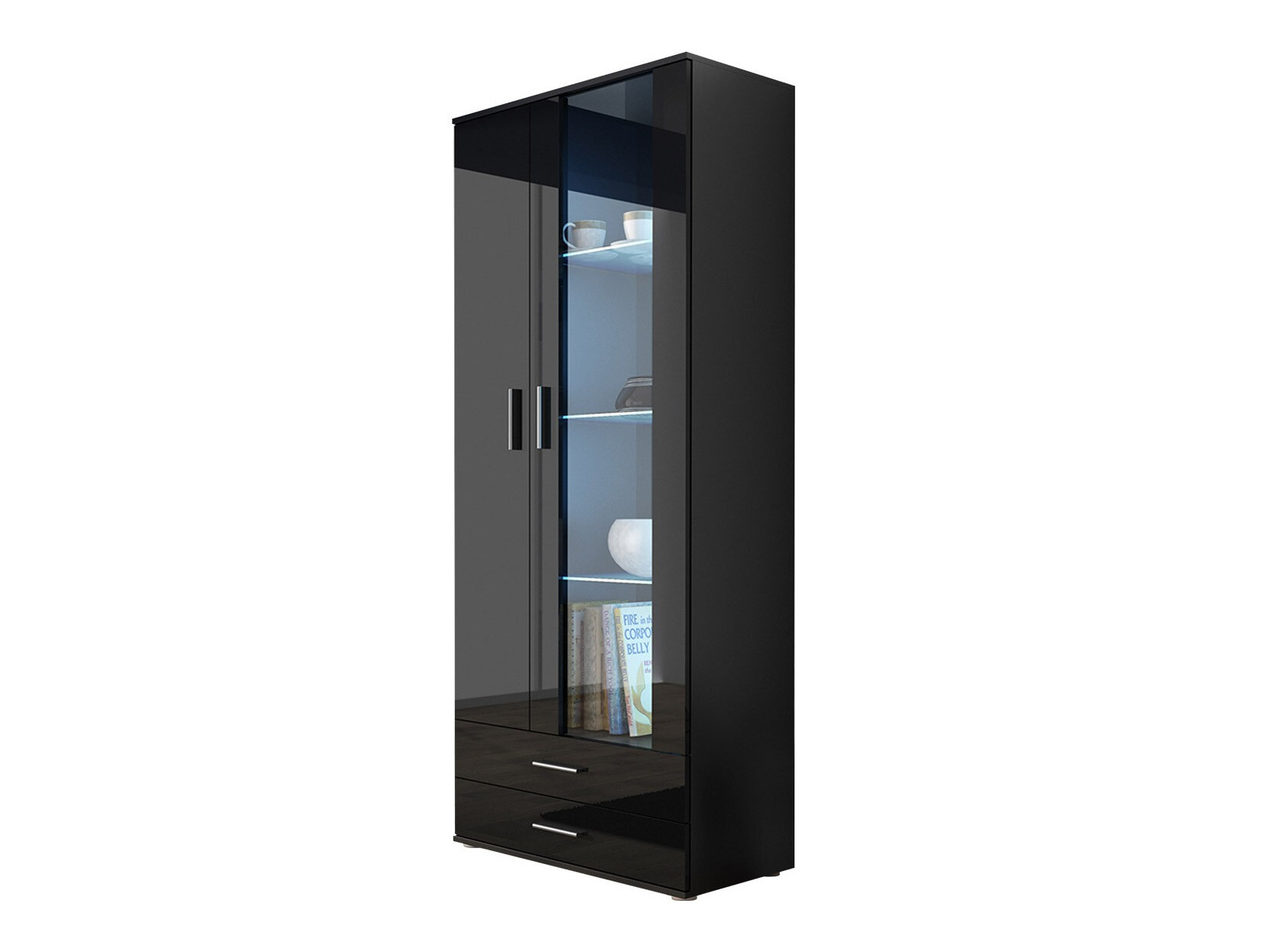 Estantería Tornola 105 (Negro + Negro brillante)