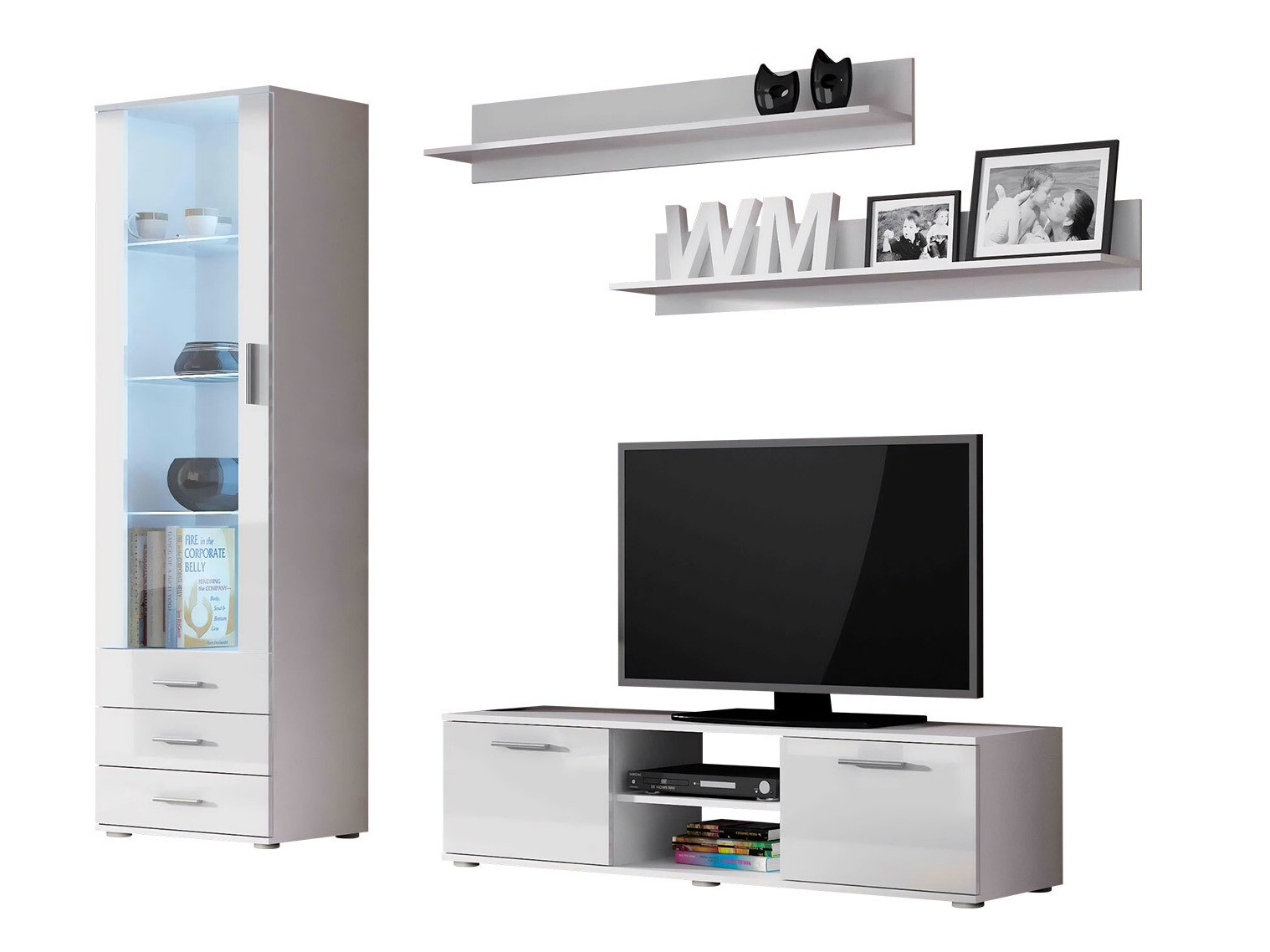 Conjunto de salón Tornola 110 (Blanco + Blanco brillante)