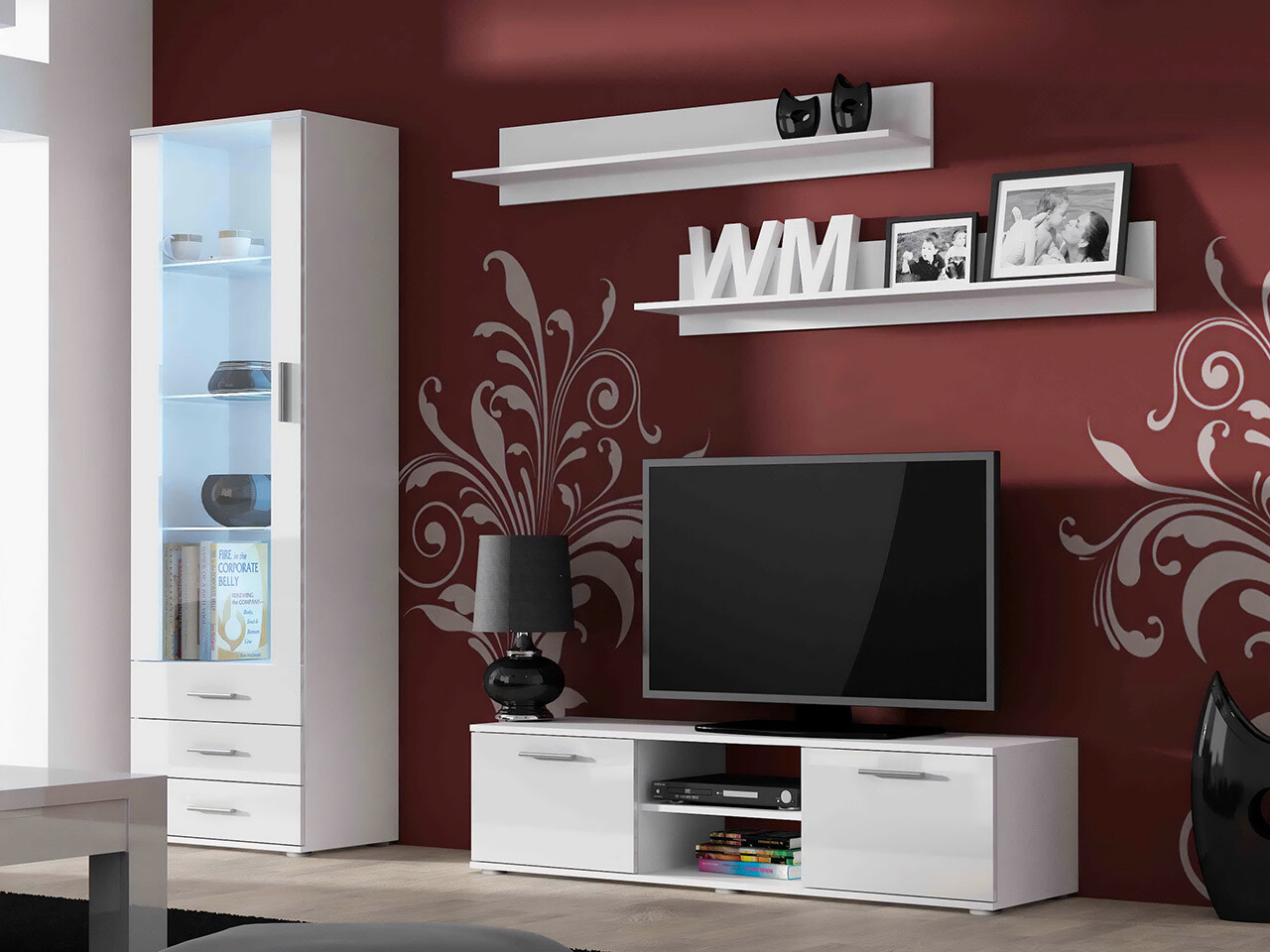 Conjunto de salón Tornola 110 (Blanco + Blanco brillante)