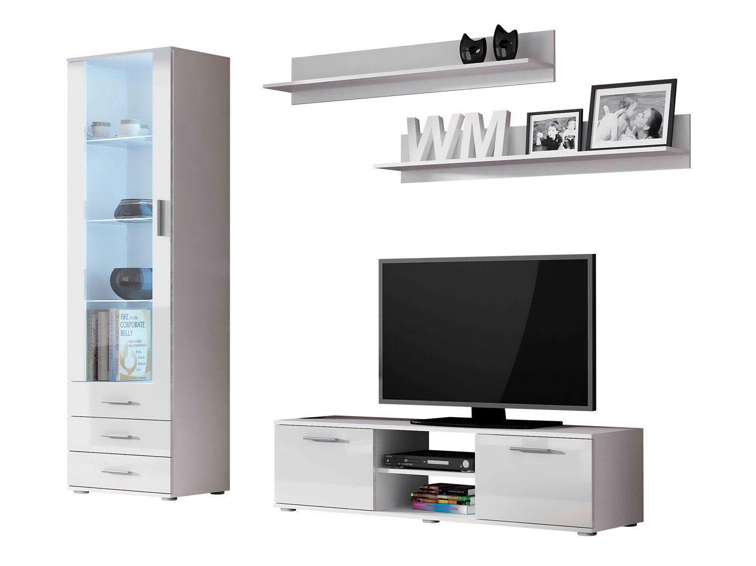 Conjunto de salón Tornola 110 (Blanco + Blanco brillante)