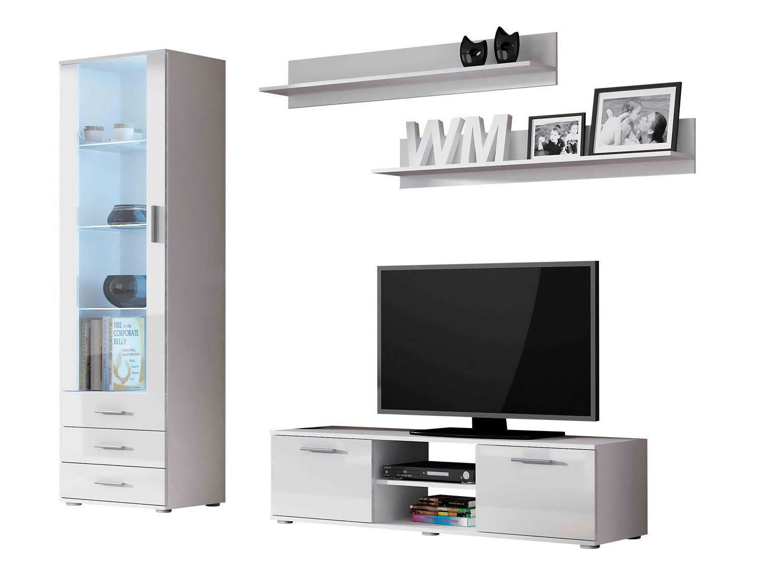 Conjunto de salón Tornola 110 (Blanco + Blanco brillante)