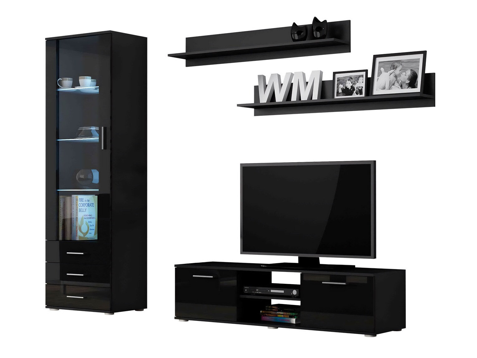 Conjunto de salón Tornola 110 (Negro + Negro brillante)