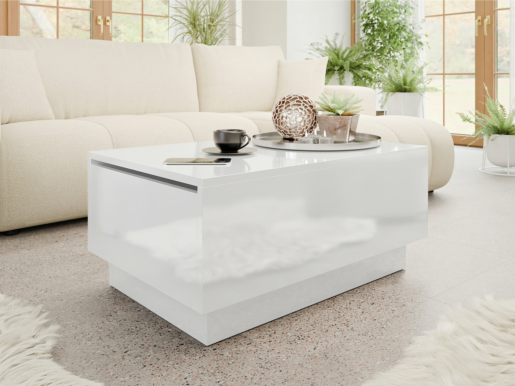 Mesa de centro Goodyear 134 (Blanco brillante)