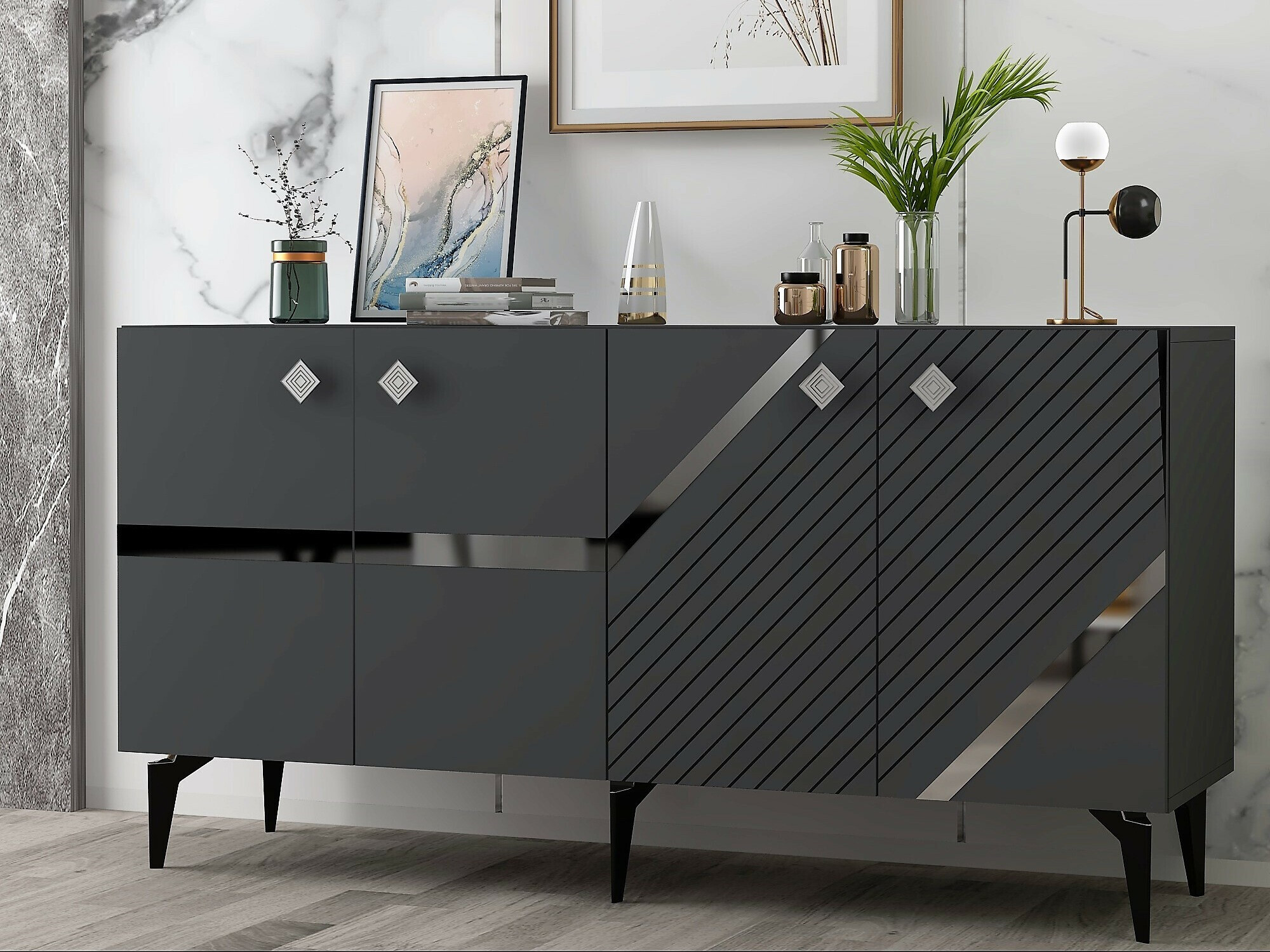 Aparador Kailua 2265 (Antracita + Plata)