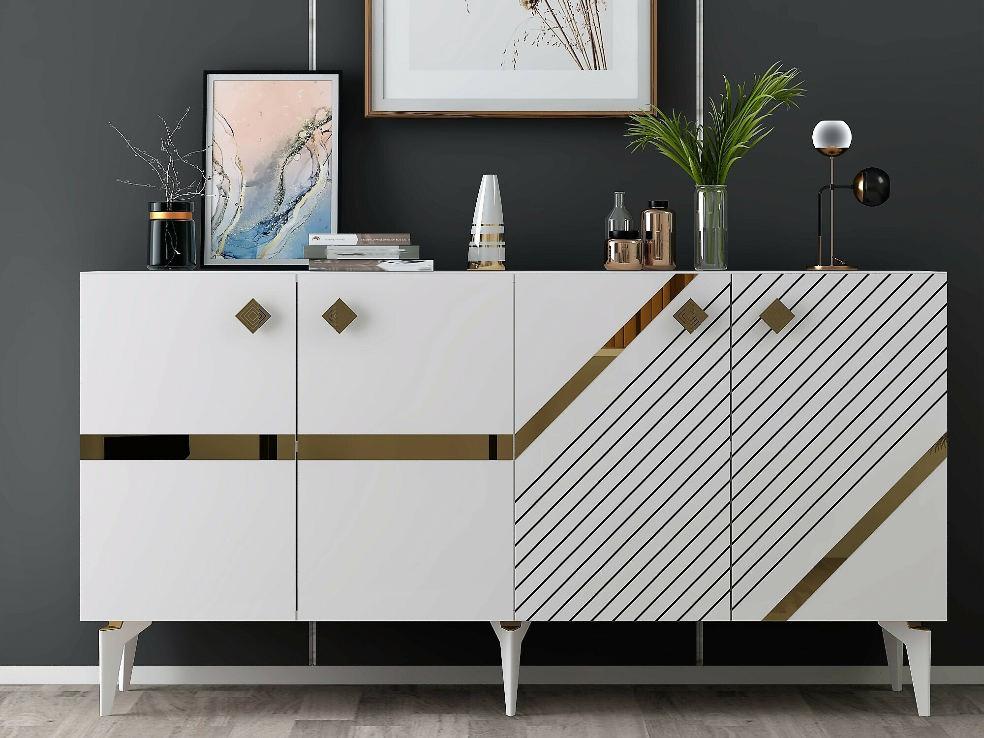 Aparador Kailua 2265 (Blanco + Dorado)