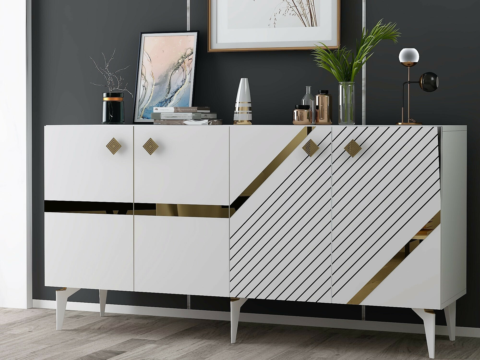 Aparador Kailua 2265 (Blanco + Dorado)