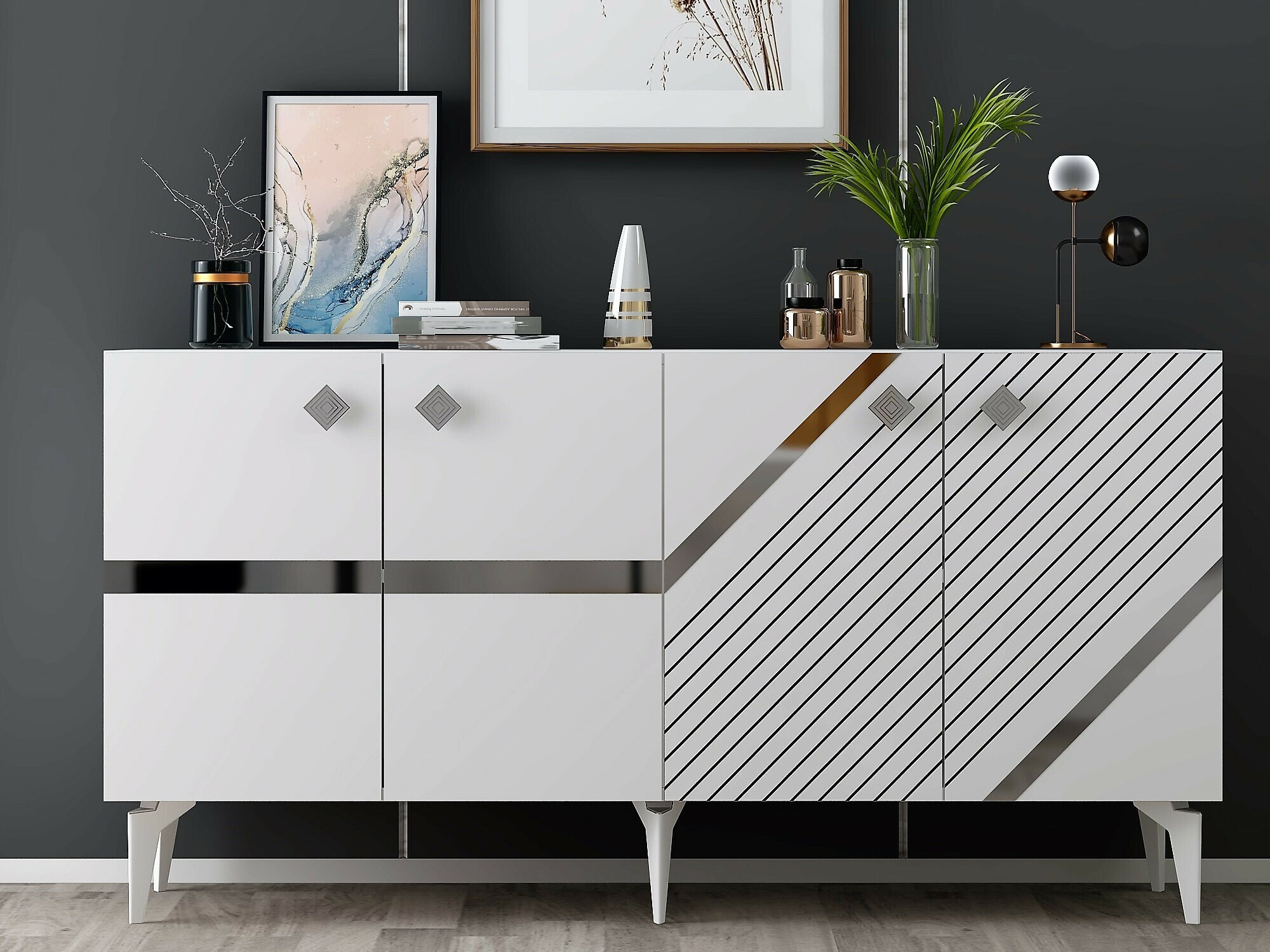 Aparador Kailua 2265 (Blanco + Plata)