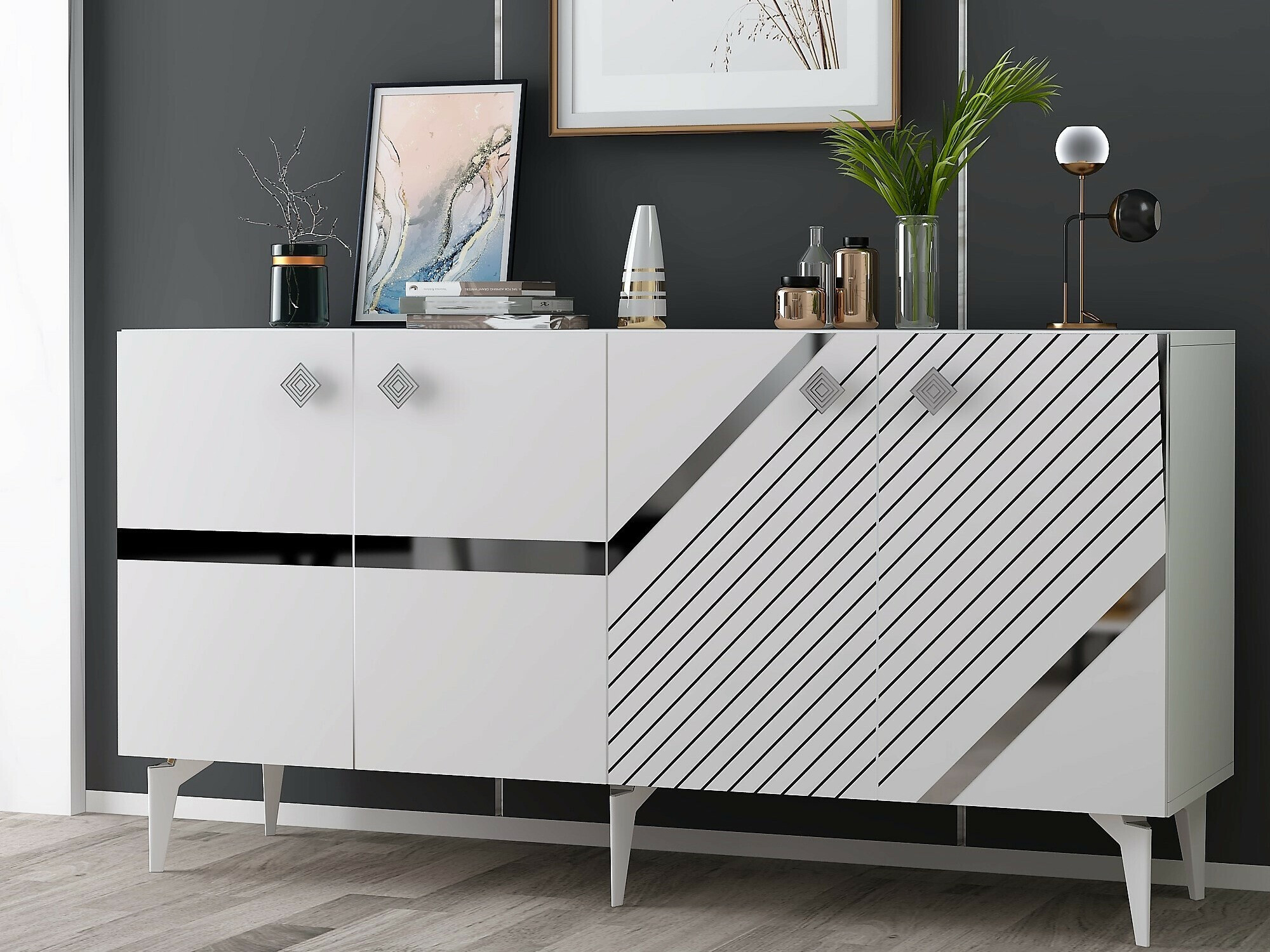 Aparador Kailua 2265 (Blanco + Plata)