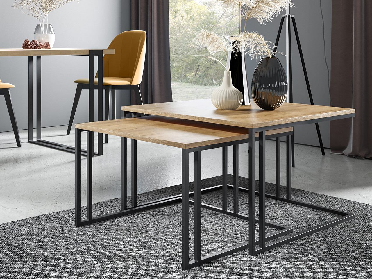 Conjunto mesa de centro Oswego 110 (Marrón + Negro)