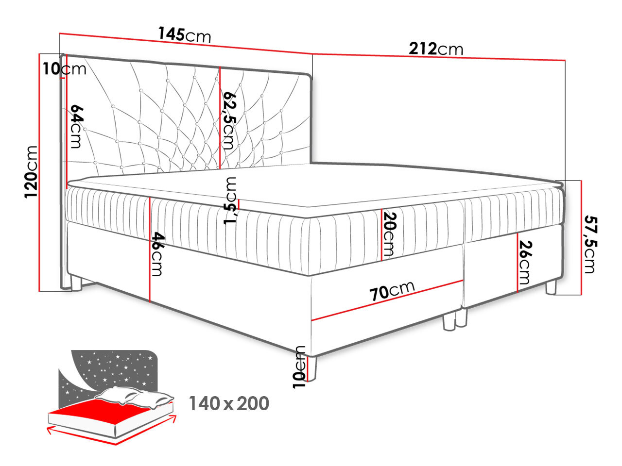 Cama continental Baltimore 175 (Manila 28)