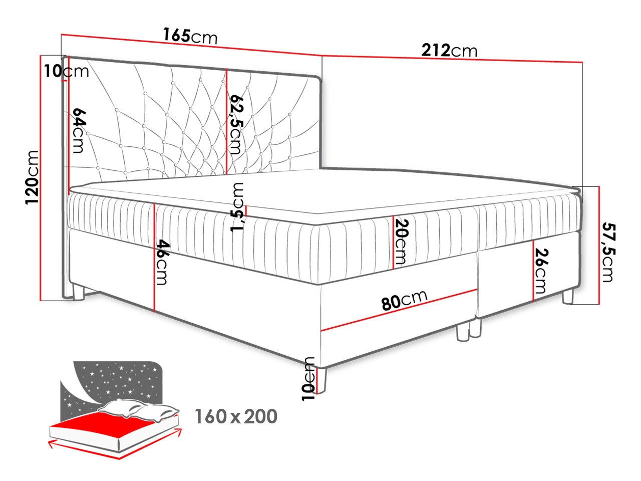 Cama continental Baltimore 175 (Manila 28)