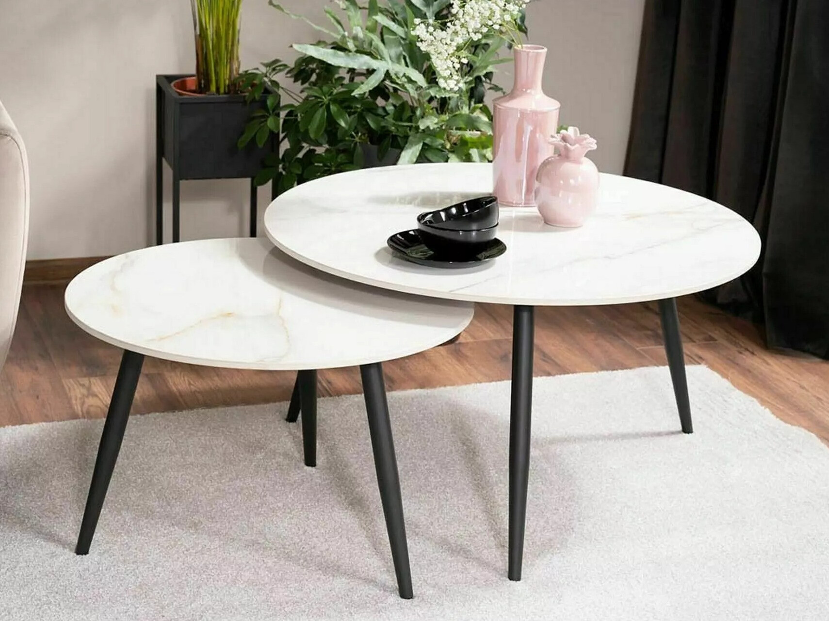 Conjunto mesa de centro Detroit 602 (Mármol blanco)