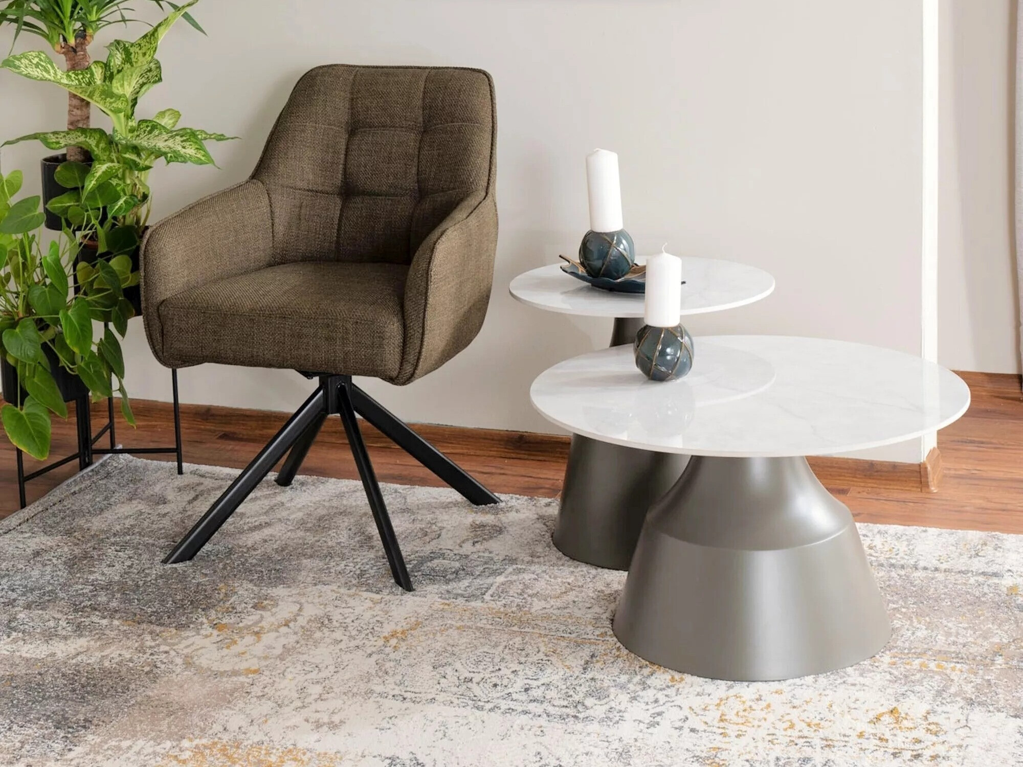 Conjunto mesa de centro Detroit 908 (Blanco + Gris)