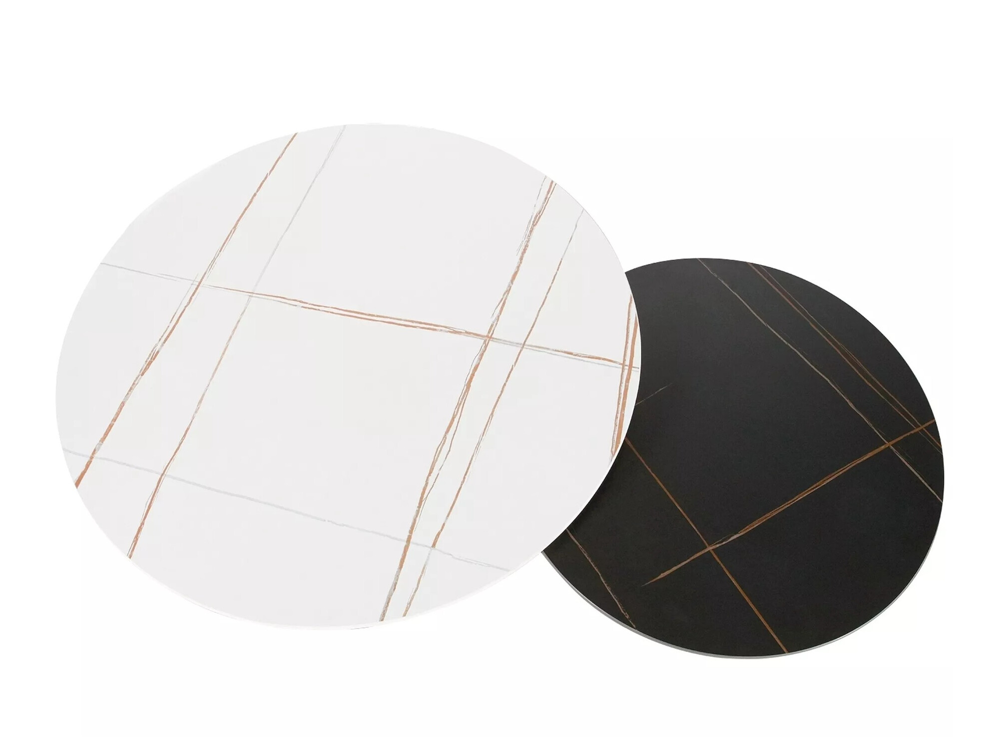 Conjunto mesa de centro Detroit 607 (Mármol blanco + Mármol negro + Negro)