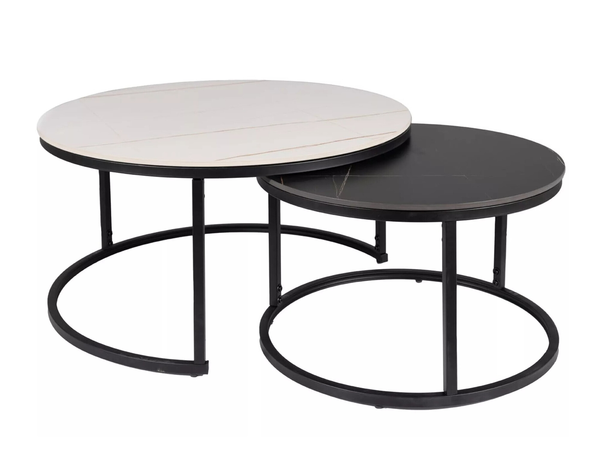Conjunto mesa de centro Detroit 607 (Mármol blanco + Mármol negro)