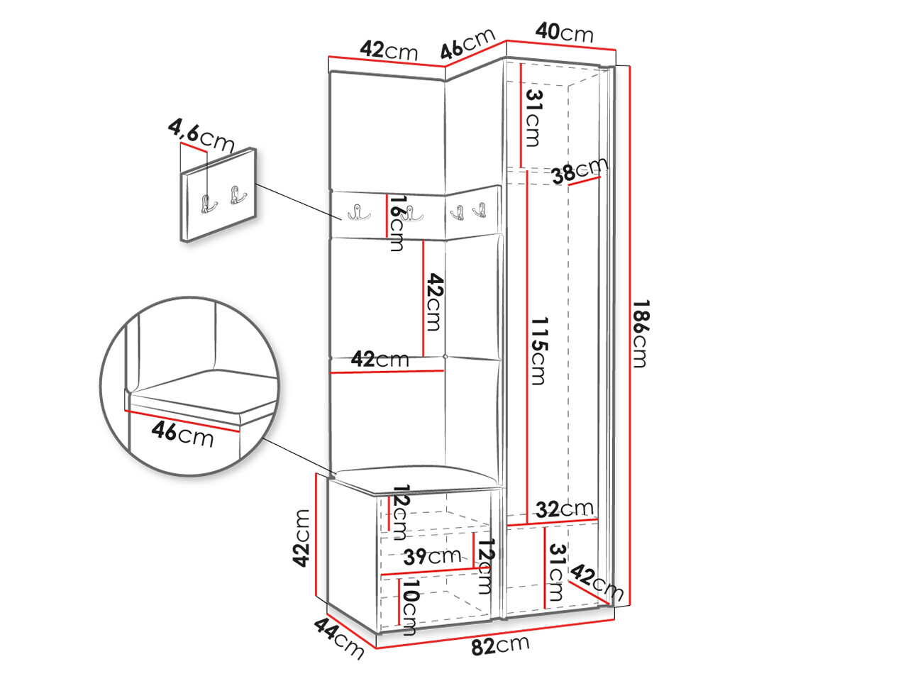 Conjunto para recibidor Hartford 354 (Blanco)