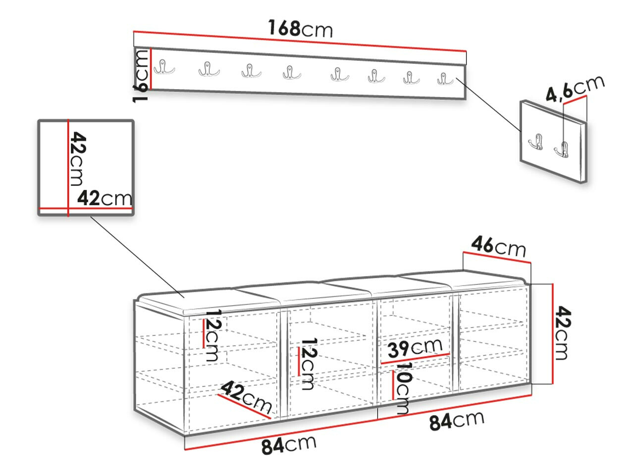 Conjunto para recibidor Hartford 276 (Grafito)