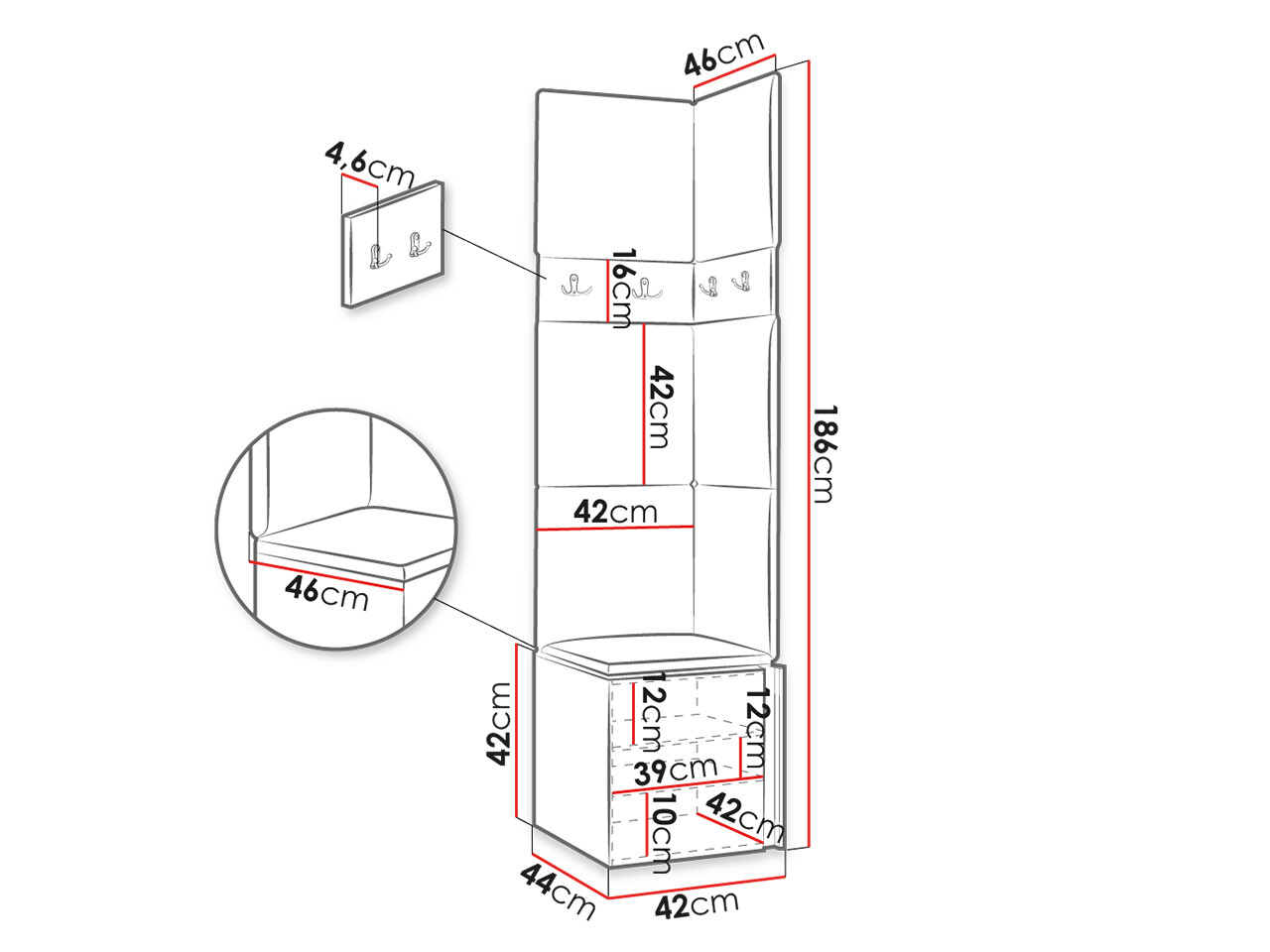 Conjunto para recibidor Hartford 347 (Roble Artisan + Negro)