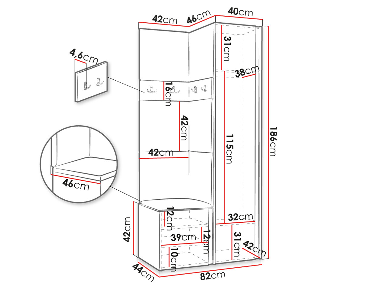 Conjunto para recibidor Hartford 348 (Blanco)